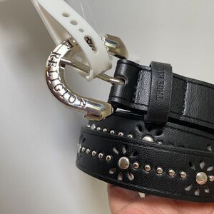 NEW True Religion Buckle Silver/Black Belt Size 38x1‎ ( S/M )
